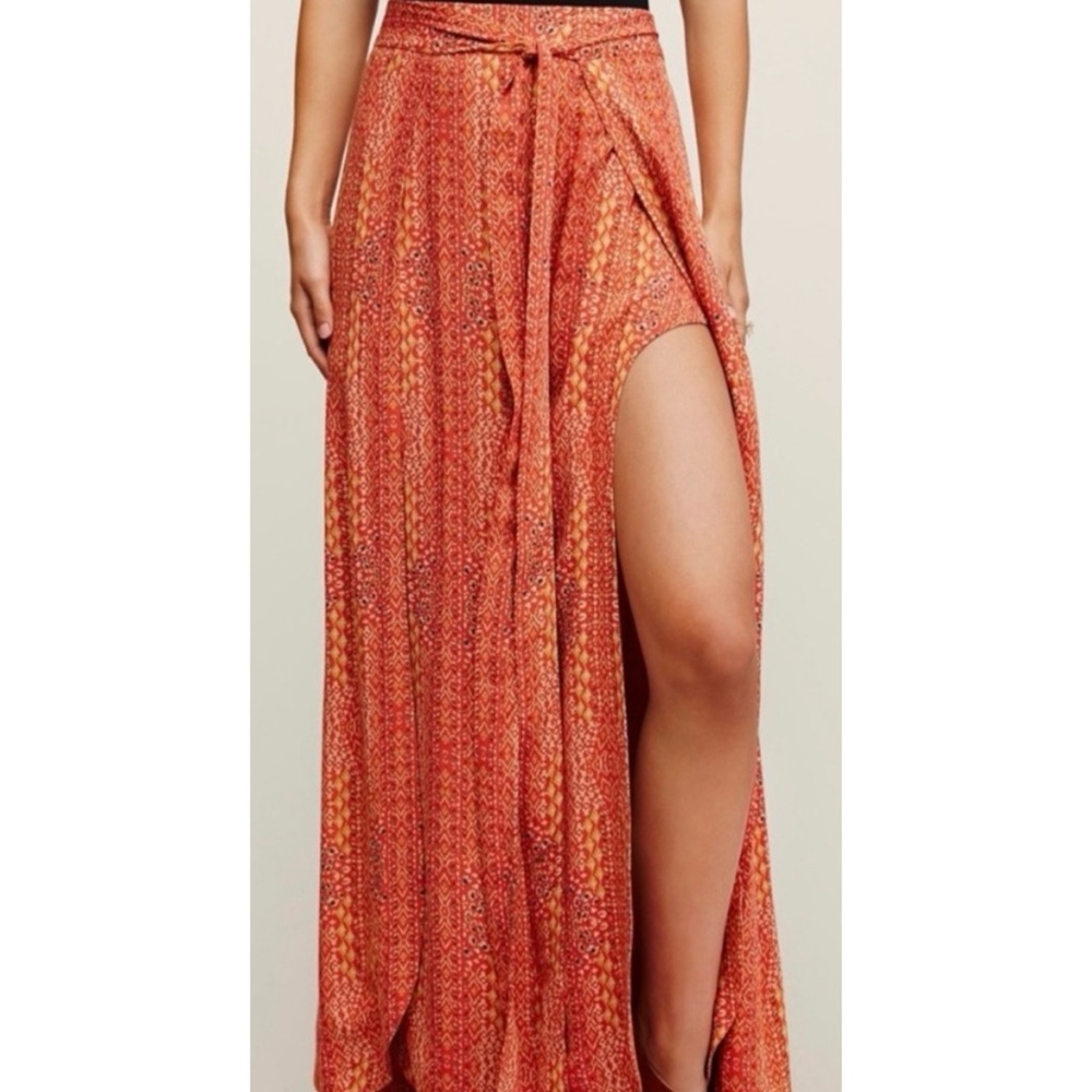 Free People Orange Maxi Skirt